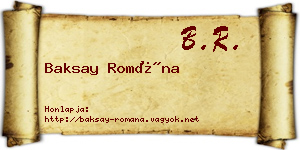 Baksay Romána névjegykártya
